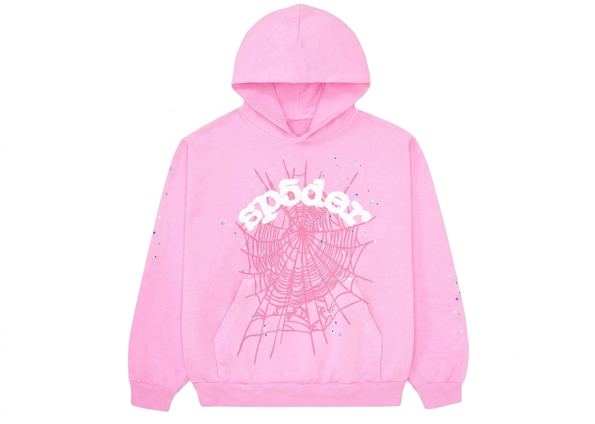 Sp5der OG Web Hoodie Pink
