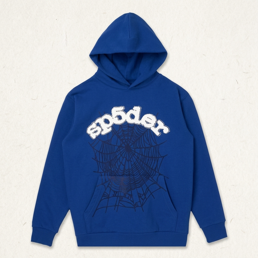Sp5der Rhinestone Hoodie Dark Blue