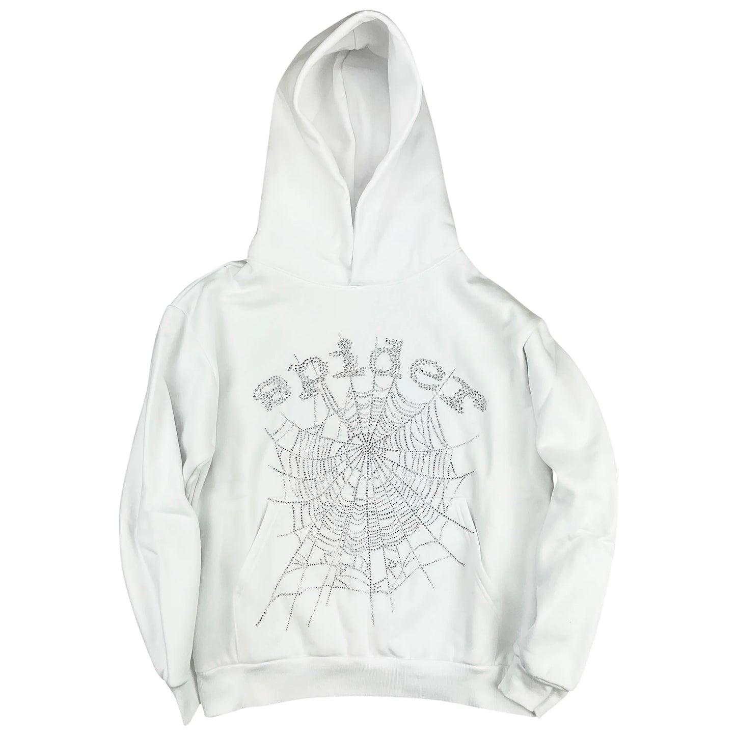 Sp5der Rhinestone Logo Hoodie 'White'