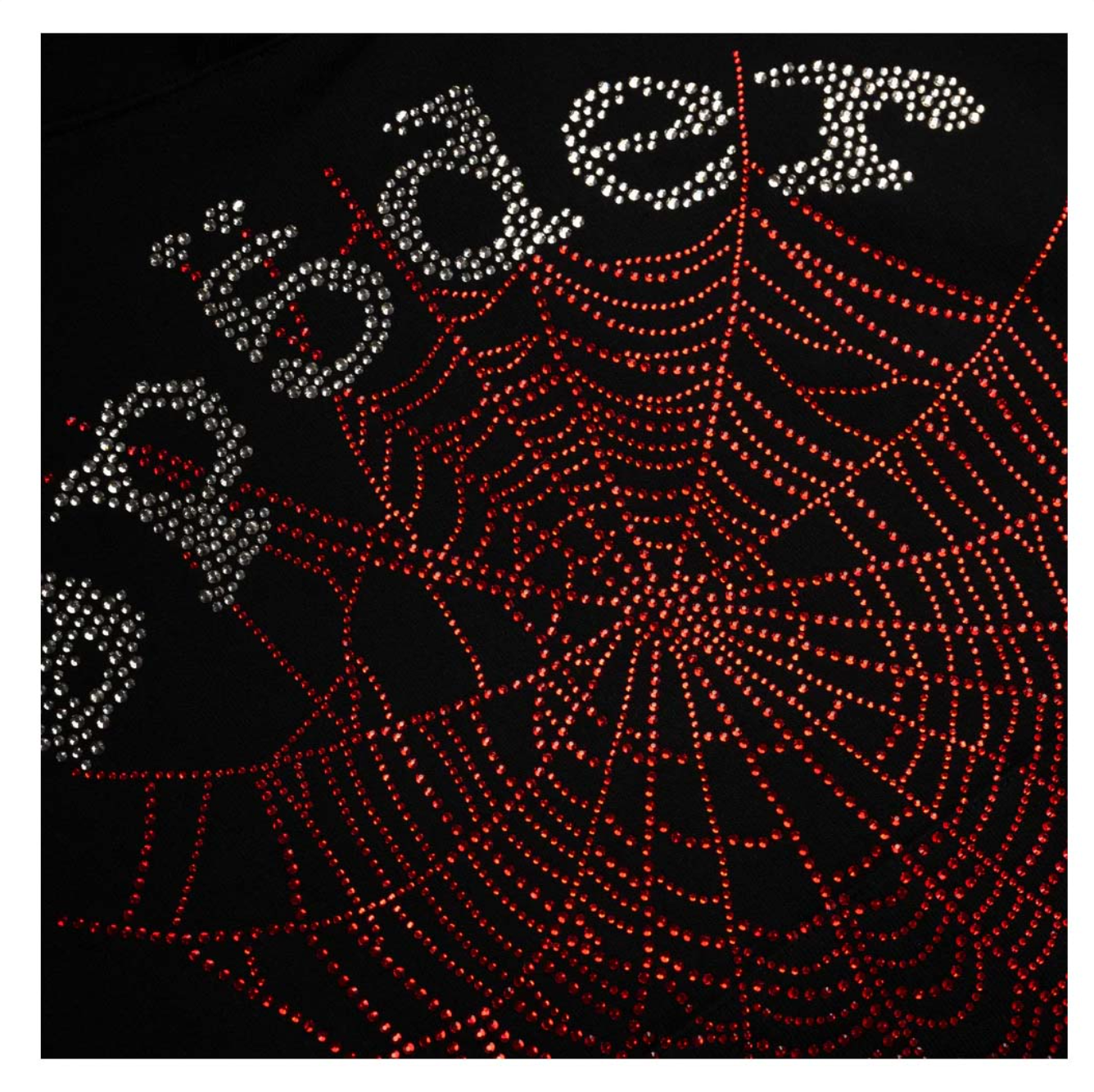 Sp5der Rhinestone OG Web V2 Hoodie Black Red