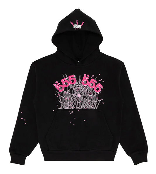 Sp5der Angel Number Hoodie Black