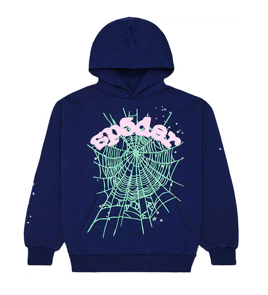 Sp5der OG Web Hoodie Navy/Pink