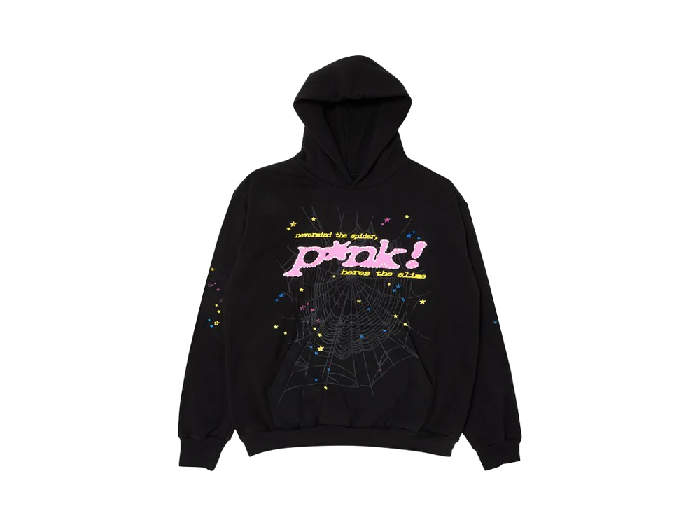 Sp5der P*nk Hoodie Black